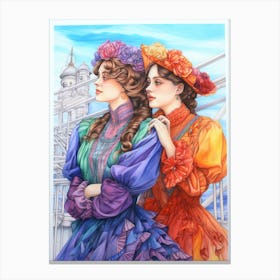 Titanic Ladies Colour Sketch 3 Canvas Print