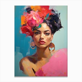 Woman With Colorful Hair Canvas Print