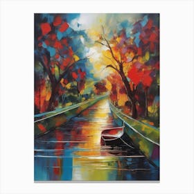 Boat On A Canal 1 Canvas Print