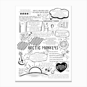 Arctic Monkeys Doodle Lyrics Canvas Print