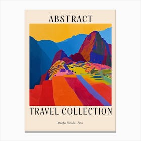 Abstract Travel Collection Poster Machu Picchu Peru 3 Canvas Print