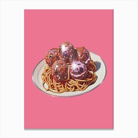 Disco Ball Spaghetti Meatballs Mosaic Painting Kitchen Canvas Print