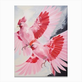 Pink Ethereal Bird Painting Northern Cardinal 2 Canvas Print