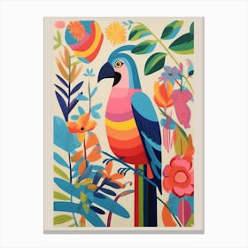 Colourful Scandi Bird Macaw 2 Canvas Print