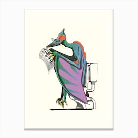 Dinosaur, Pterodactyl On Toilet Canvas Print