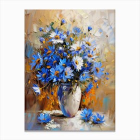 Blue Daisies In A Vase Canvas Print