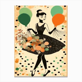 Audrey Hepburn Style - Girl With Balloons Canvas Print