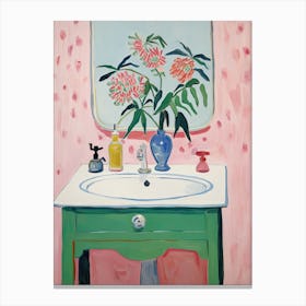 Bathroom Vanity Painting With A Bleeding Heart Bouquet 1 Canvas Print