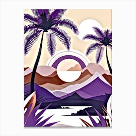 Sunset With Palm Trees Canvas Print