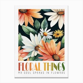 Floral Things Watercolor Daisies Canvas Print