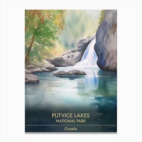 Plitvice Lakes National Park Croatia Watercolour 1 Canvas Print