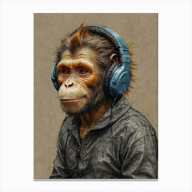 Monkey With Headphones 2 Canvas Print