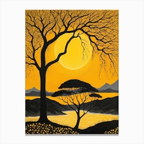 Discover The Beauty Of A Sunset Over A Landscape Filled With Black Tree (17) Canvas Print
