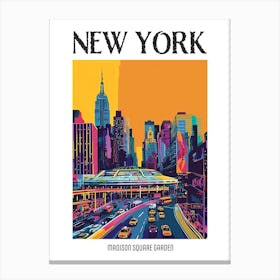 Madison Square Garden New York Colourful Silkscreen Illustration 4 Poster Canvas Print
