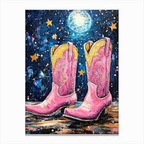 Pink Sparkly Cowgirl Boots 3 Canvas Print