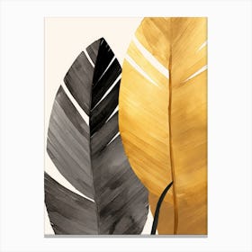 Gold And Black Leaves 2 Canvas Print