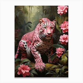 Pink Leopard In The Jungle art print 1 Canvas Print