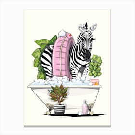 Zebra In Bath With Rubber Ring Canvas Print