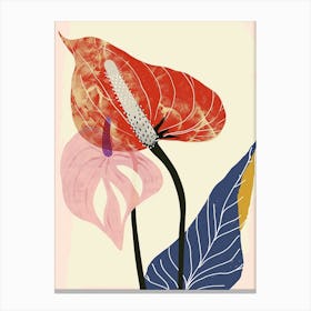 Colourful Flower Illustration Flamingo Flower 1 Canvas Print