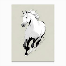 White Horse Running Canvas Print