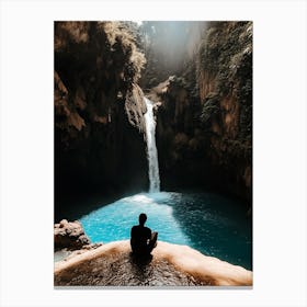 Waterfall In A Cave Canvas Print