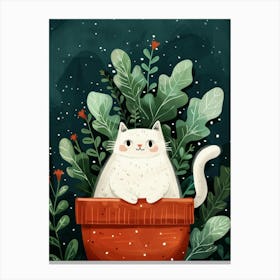 Cat In A Pot 7 Canvas Print