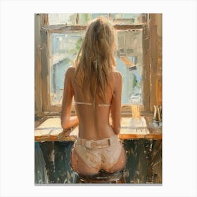 Woman Sitting At A Window Canvas Print