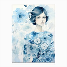 Blue Flower Girl Canvas Print