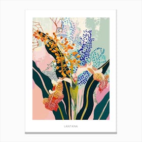 Colourful Flower Illustration Poster Lantana 3 Canvas Print