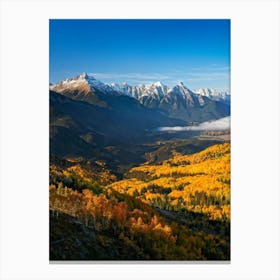 Alpine Landscape Unfurls Across Panoramic Canvas Autumn Colors Drape The Mountain Slopes Fiery Map (1) Canvas Print