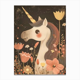 Unicorn In The Meadow Muted Pastels 3 Canvas Print