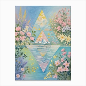 Floral Triangles In Soft Hues Canvas Print