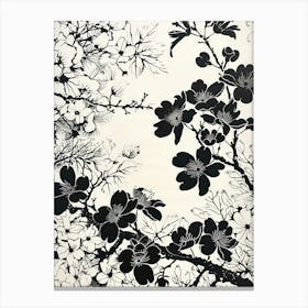 Great Japan Hokusai Black And White Flowers 9 Canvas Print