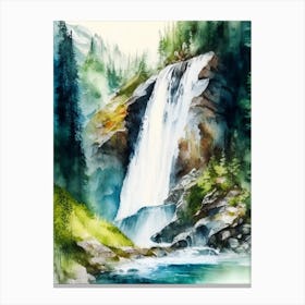 Grawa Waterfall, Austria Water Colour  (2) Canvas Print