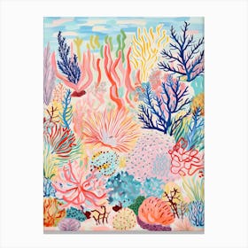 Coral Beach, Australia, Matisse And Rousseau Style 4 Canvas Print