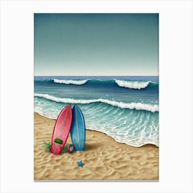 Surfboards On The Beach Canvas Print