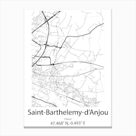 Saint Barthelemy D Anjou,France Minimalist Map Canvas Print