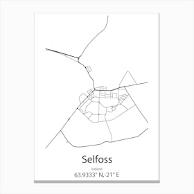 Selfoss,Iceland Minimalist Map Canvas Print