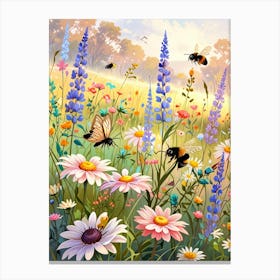 Bees In The Meadow 3 Canvas Print