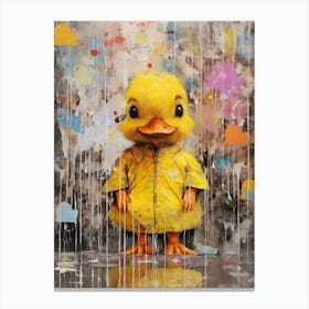 Paint Splash Duckling In A Raincoat 2 Canvas Print