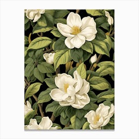 Wallpaper With White Magnolia Flowers Canvas Print