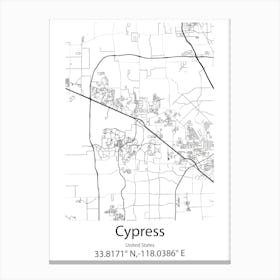 Cypress Lake,United States Minimalist Map 1 Canvas Print