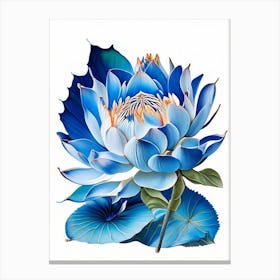 Blue Lotus Decoupage 1 Canvas Print