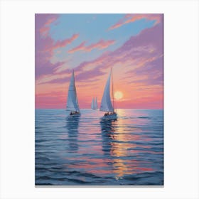 Sailboats At Sunset 18 Canvas Print