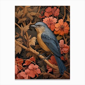 Dark And Moody Botanical Eastern Bluebird 1 Canvas Print