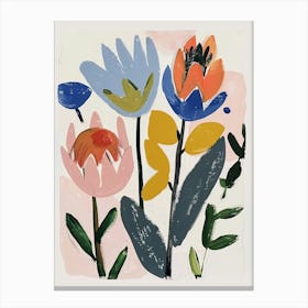 Painted Florals Protea 1 Canvas Print