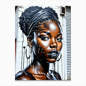 Graffiti Mural Of Beautiful Black Woman 405 Canvas Print