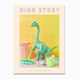 Pastel Toy Dinosaur Mopping Up Poster Canvas Print