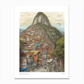 Rio De Janeiro Brazil Drawing Pencil Style 3 Travel Poster Canvas Print