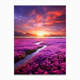 Purple Flowers At Sunset Canvas Print